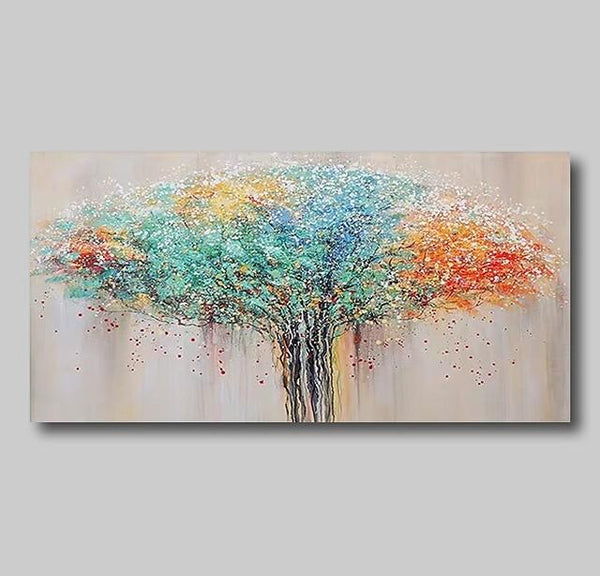 Colorful Tree Paintings, Modern Wall Art Paintings, Simple Modern Paintings for Bedroom-Silvia Home Craft