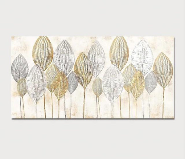 Abstract Leaves Paintings, Contemporary Wall Art Paintings, Simple Modern Paintings for Dining Room-Silvia Home Craft