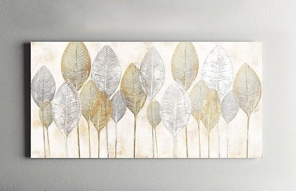 Abstract Leaves Paintings, Contemporary Wall Art Paintings, Simple Modern Paintings for Dining Room-Silvia Home Craft