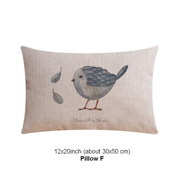 Decorative Sofa Pillows for Dining Room, Simple Decorative Pillow Covers, Love Birds Throw Pillows for Couch, Singing Birds Decorative Throw Pillows-Silvia Home Craft