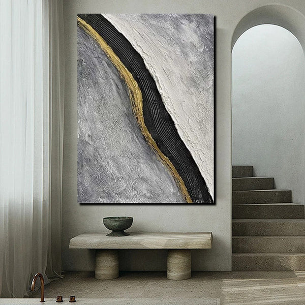 Bedroom Wall Art Ideas, Black Abstract Painting, Acrylic Canvas Paintings for Living Room, Simple Wall Art Ideas, Buy Paintings Online-Silvia Home Craft