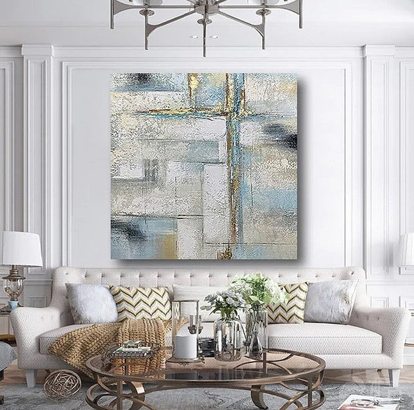 Simple Painting Ideas for Living Room, Acrylic Painting on Canvas, Large Paintings for Office, Buy Paintings Online, Oversized Canvas Paintings-Silvia Home Craft