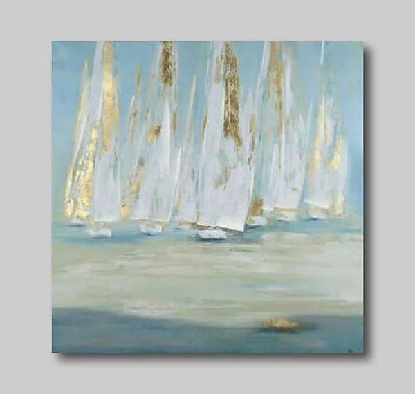 Easy Painting Ideas for Bedroom, Sail Boat Paintings, Acrylic Painting on Canvas, Large Acrylic Canvas Painting, Oversized Canvas Painting for Sale-Silvia Home Craft
