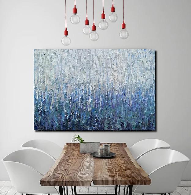 Simple Painting Ideas for Bedroom, Palette Knife Paintings, Hand Painted Canvas Art, Modern Paintings for Living Room-Silvia Home Craft