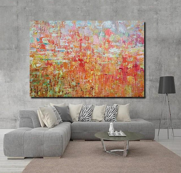 Palette Knife Paintings, Hand Painted Canvas Art, Simple Painting Ideas for Bedroom, Modern Paintings for Living Room-Silvia Home Craft