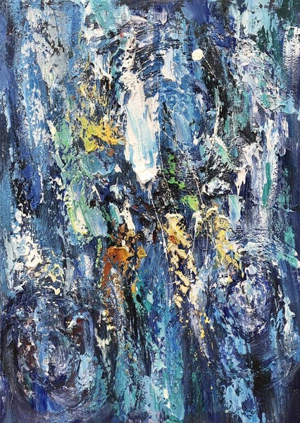 Simple Modern Art Ideas, Blue Abstract Canvas Painting, Contemporary Acrylic Paintings, Modern Paintings for Living Room, Large Wall Art Paintings-Silvia Home Craft