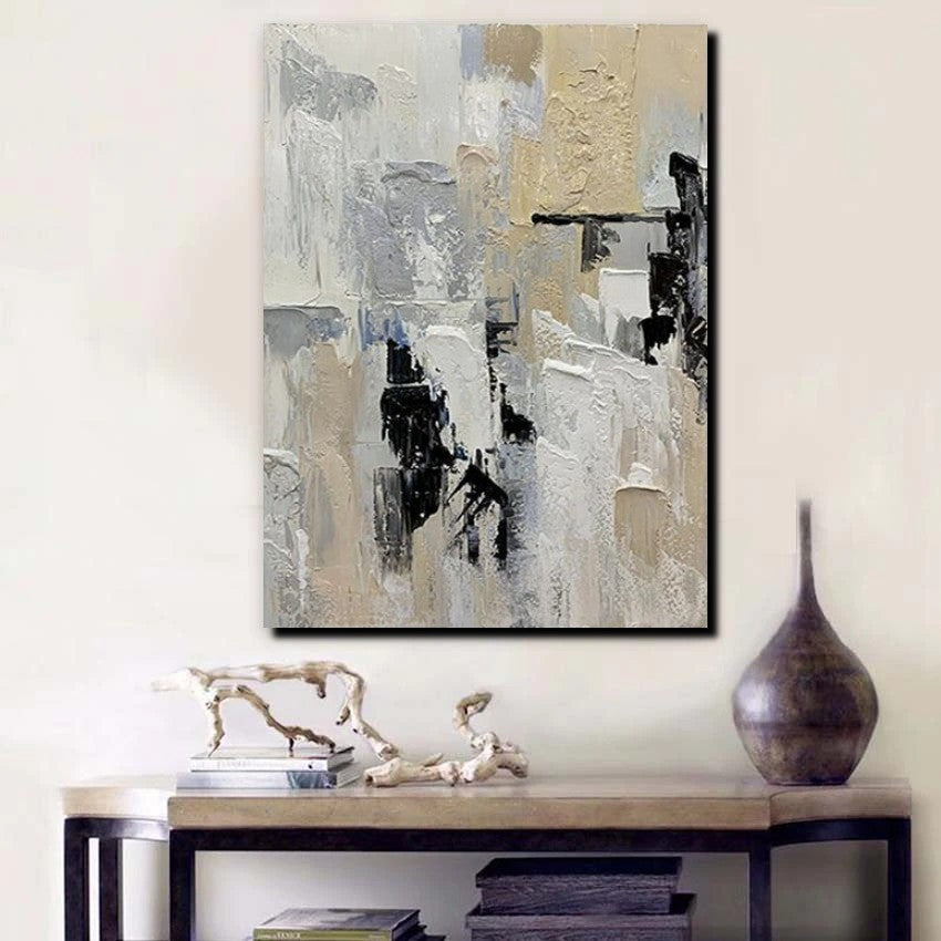 Heavy Texture Painting, Modern Abstract Painting, Simple Wall Art Ideas, Dining Room Abstract Painting, Acrylic Canvas Paintings-Silvia Home Craft