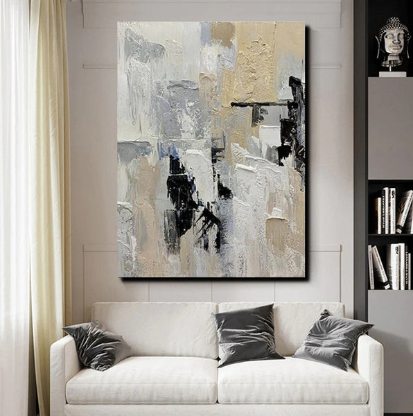 Heavy Texture Painting, Modern Abstract Painting, Simple Wall Art Ideas, Dining Room Abstract Painting, Acrylic Canvas Paintings-Silvia Home Craft
