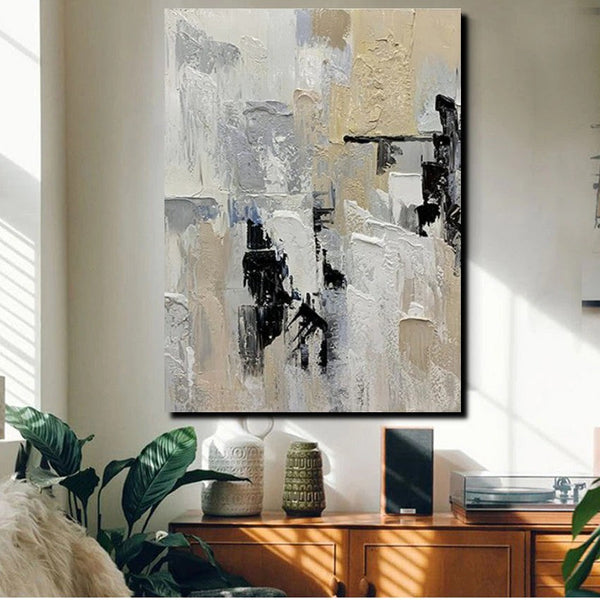 Heavy Texture Painting, Modern Abstract Painting, Simple Wall Art Ideas, Dining Room Abstract Painting, Acrylic Canvas Paintings-Silvia Home Craft