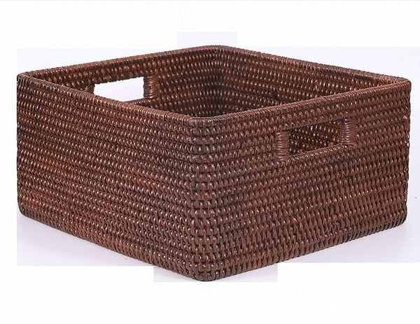 Storage Baskets for Clothes, Rectangular Storage Baskets, Large Brown Woven Storage Baskets, Storage Baskets for Shelves-Silvia Home Craft