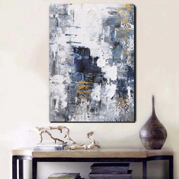 Living Room Abstract Wall Art Ideas, Large Acrylic Canvas Paintings, Large Wall Art Ideas, Impasto Painting, Simple Modern Abstract Painting-Silvia Home Craft