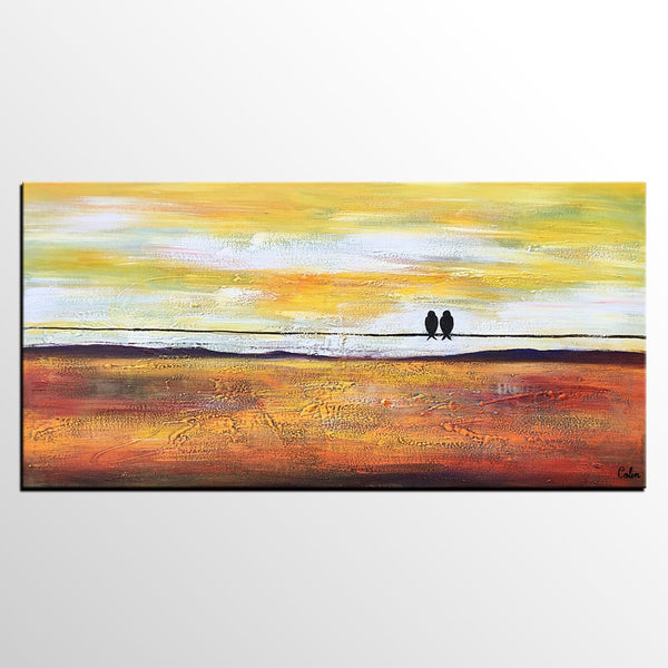 Bird Painting, Love Birds Painting, Abstract Canvas Painting, Buy Art Online, Canvas Painting for Bedroom, Simple Modern Art-Silvia Home Craft