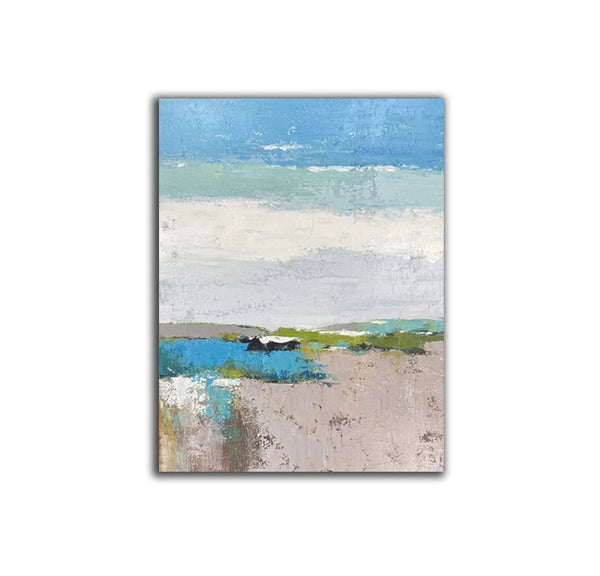 Acrylic Paintings on Canvas, Simple Modern Art, Large Paintings Behind Sofa, Acrylic Painting for Bedroom, Blue Modern Paintings, Buy Paintings Online-Silvia Home Craft