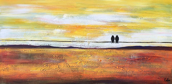 Bird Painting, Love Birds Painting, Abstract Canvas Painting, Buy Art Online, Canvas Painting for Bedroom, Simple Modern Art-Silvia Home Craft