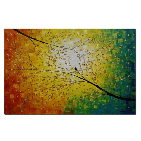 Large Painting, Love Birds, Canvas Wall Art, Original Acrylic Artwork, Bird Art-Silvia Home Craft