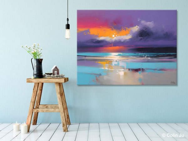 Abstract Landscape Paintings, Modern Abstract Wall Art, Extra Large Canvas Painting for Dining Room, Original Canvas Wall Art Paintings-Silvia Home Craft