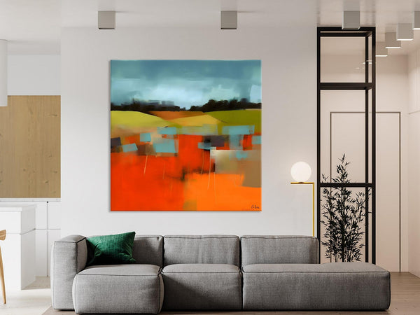 Original Landscape Wall Art Paintings, Oversized Modern Canvas Paintings, Modern Acrylic Artwork, Large Abstract Painting for Dining Room-Silvia Home Craft