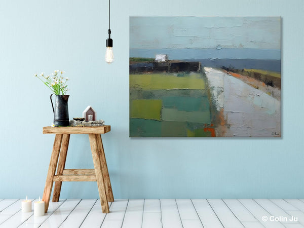 Heavy Texture Canvas Art, Abstract Landscape Paintings, Extra Large Canvas Painting for Living Room, Large Original Abstract Wall Art-Silvia Home Craft