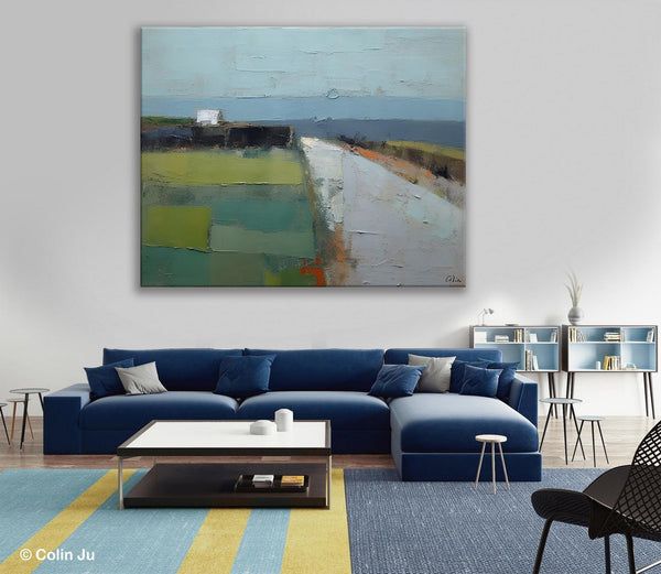 Heavy Texture Canvas Art, Abstract Landscape Paintings, Extra Large Canvas Painting for Living Room, Large Original Abstract Wall Art-Silvia Home Craft