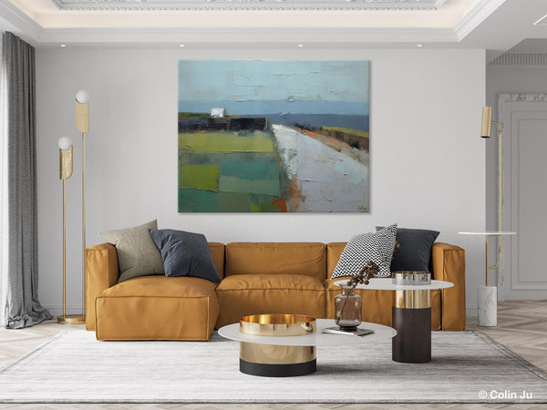 Heavy Texture Canvas Art, Abstract Landscape Paintings, Extra Large Canvas Painting for Living Room, Large Original Abstract Wall Art-Silvia Home Craft