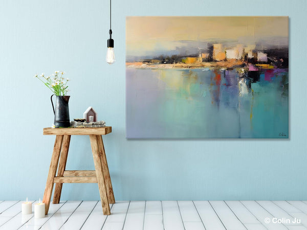 Abstract Landscape Paintings, Palette Knife Canvas Art, Extra Large Canvas Painting for Dining Room, Original Canvas Wall Art Paintings-Silvia Home Craft