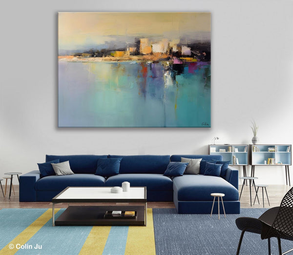 Abstract Landscape Paintings, Palette Knife Canvas Art, Extra Large Canvas Painting for Dining Room, Original Canvas Wall Art Paintings-Silvia Home Craft