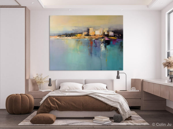 Abstract Landscape Paintings, Palette Knife Canvas Art, Extra Large Canvas Painting for Dining Room, Original Canvas Wall Art Paintings-Silvia Home Craft