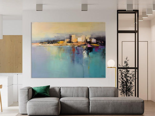 Abstract Landscape Paintings, Palette Knife Canvas Art, Extra Large Canvas Painting for Dining Room, Original Canvas Wall Art Paintings-Silvia Home Craft