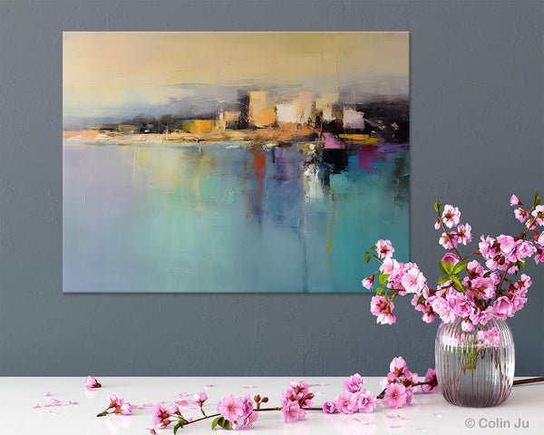 Abstract Landscape Paintings, Palette Knife Canvas Art, Extra Large Canvas Painting for Dining Room, Original Canvas Wall Art Paintings-Silvia Home Craft