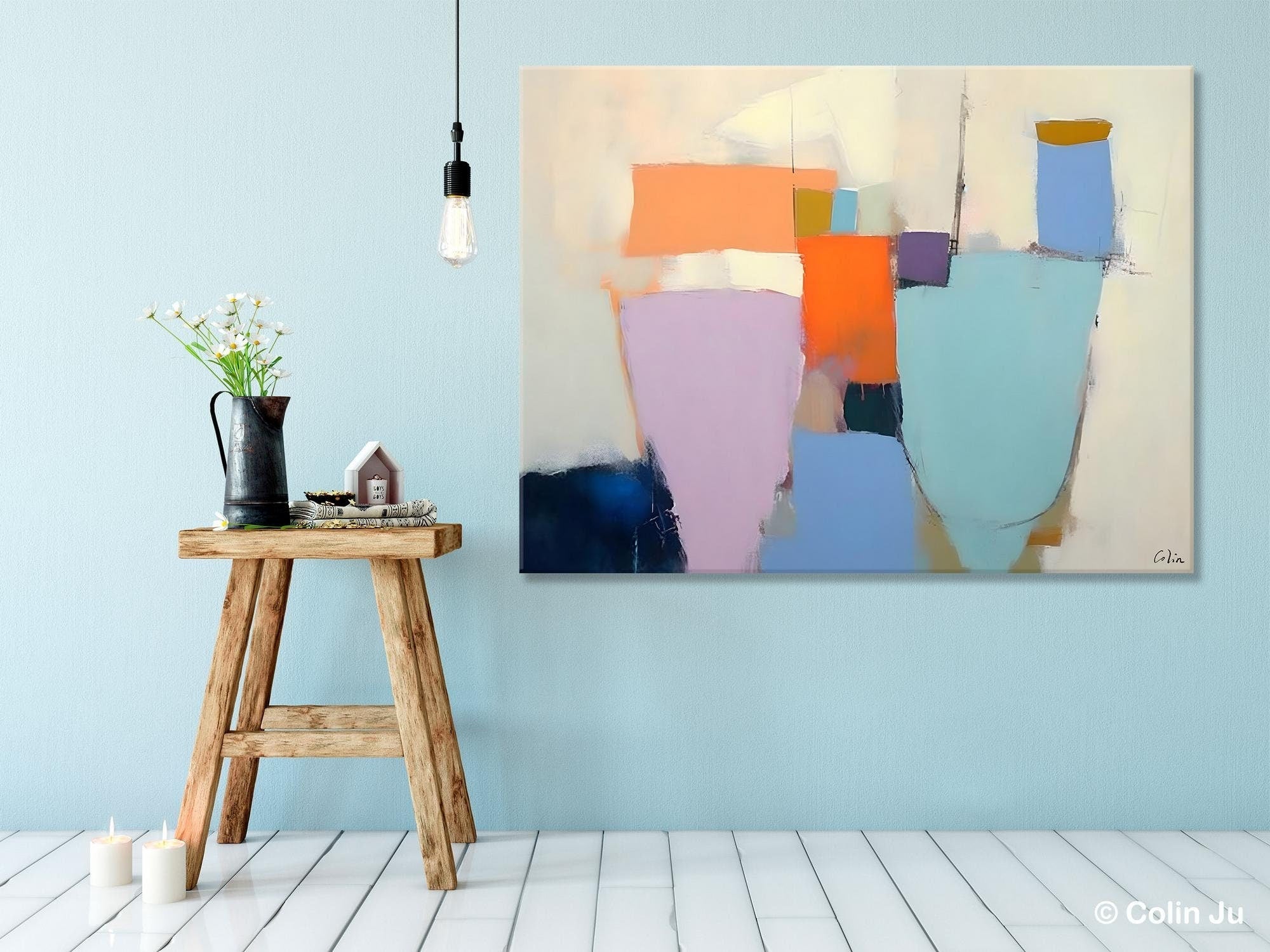 Simple Wall Painting Ideas for Living Room, Extra Large Painting on Canvas, Contemporary Acrylic Art, Original Abstract Wall Art Paintings-Silvia Home Craft