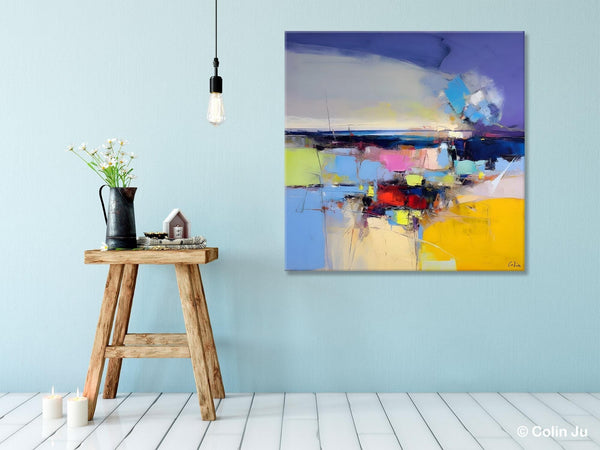 Landscape Abstract Paintings, Original Canvas Wall Art Paintings, Modern Canvas Painting for Dining Room, Acrylic Painting on Canvas-Silvia Home Craft