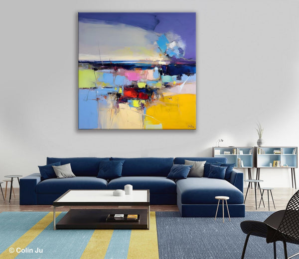 Landscape Abstract Paintings, Original Canvas Wall Art Paintings, Modern Canvas Painting for Dining Room, Acrylic Painting on Canvas-Silvia Home Craft