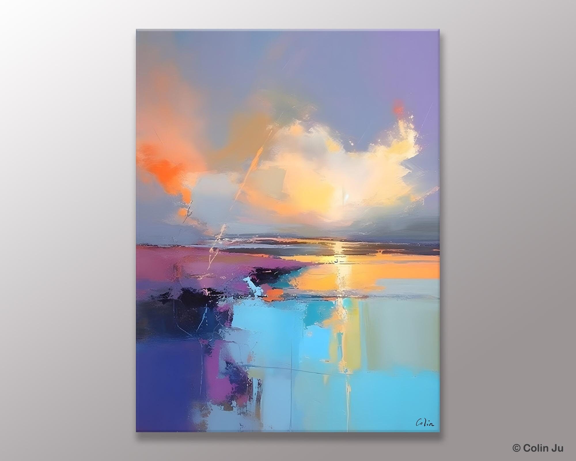 Original Landscape Paintings, Modern Paintings, Large Contemporary Wall Art, Acrylic Painting on Canvas, Extra Large Paintings for Bedroom-Silvia Home Craft