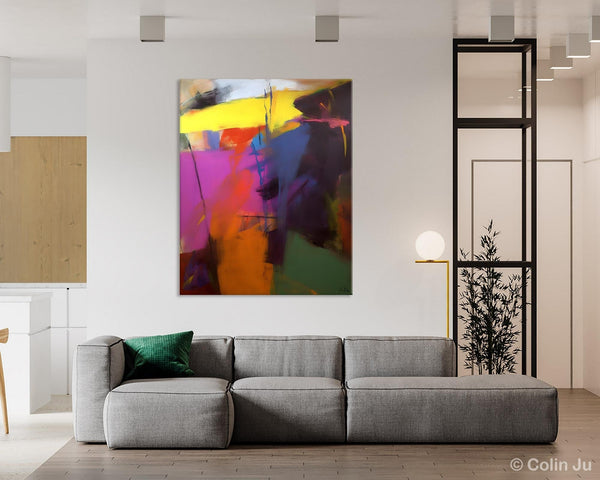 Extra Large Abstract Painting for Dining Room, Large Original Abstract Wall Art, Contemporary Acrylic Paintings, Abstract Painting on Canvas-Silvia Home Craft