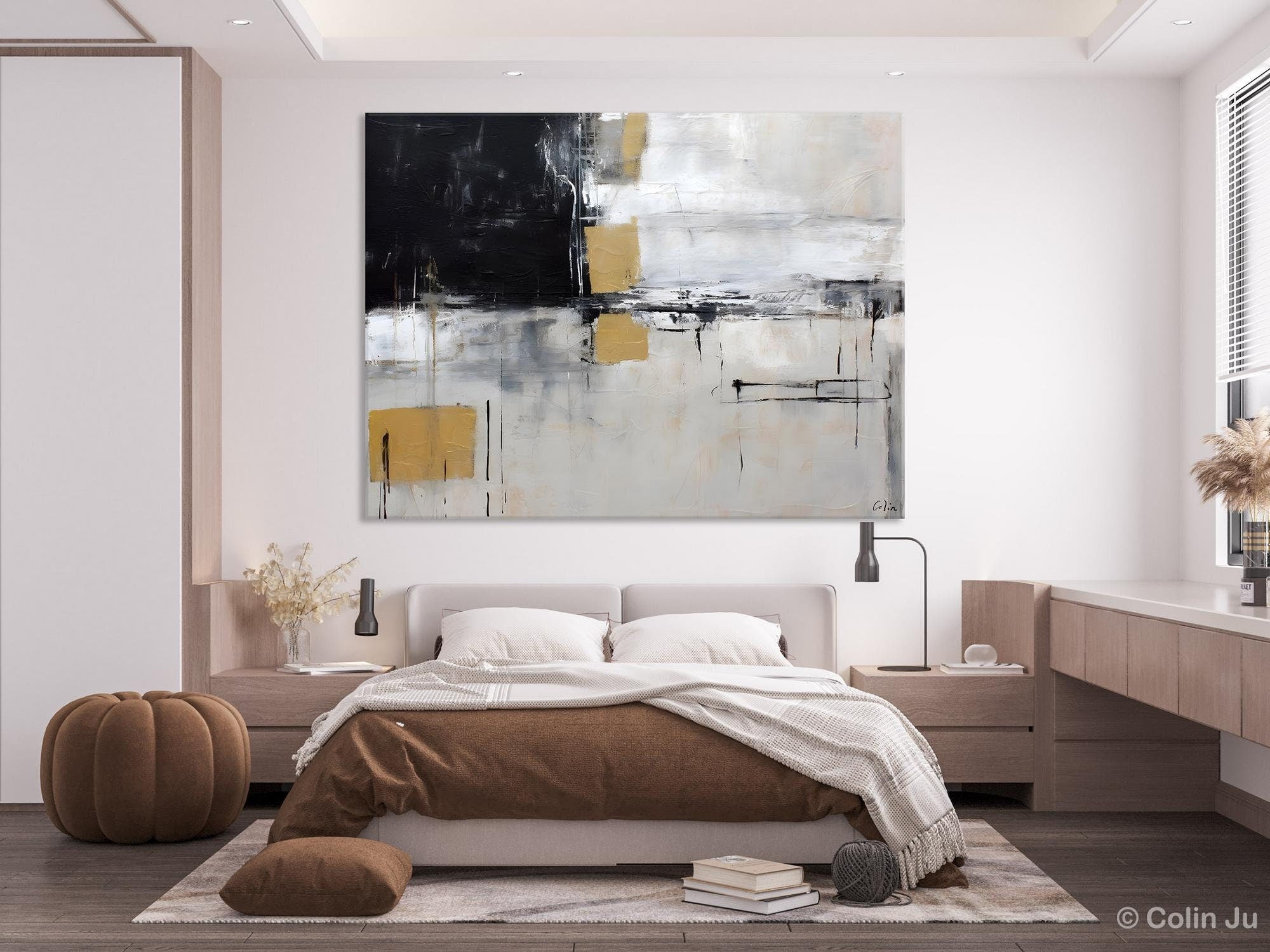 Original Abstract Art, Modern Wall Art Ideas for Bedroom, Extra Large Canvas Paintings, Impasto Art Painting, Contemporary Acrylic Paintings-Silvia Home Craft