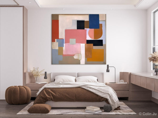 Geometric Abstract Art, Original Abstract Wall Art, Contemporary Acrylic Paintings, Hand Painted Canvas Art, Large Abstract Art for Bedroom-Silvia Home Craft