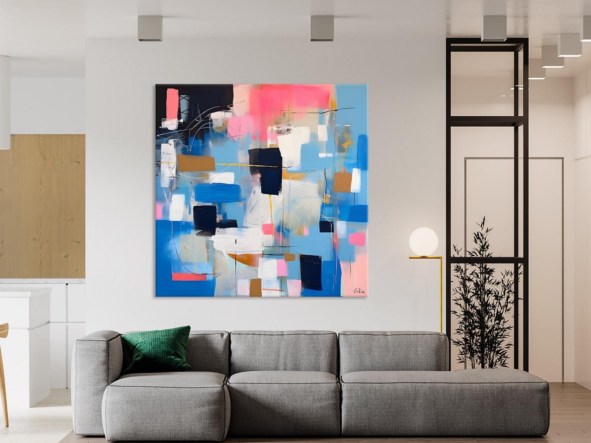 Modern Canvas Paintings, Contemporary Canvas Art, Original Modern Wall Art, Modern Acrylic Artwork, Large Abstract Painting for Dining Room-Silvia Home Craft