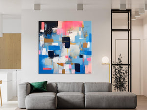Modern Canvas Paintings, Contemporary Canvas Art, Original Modern Wall Art, Modern Acrylic Artwork, Large Abstract Painting for Dining Room-Silvia Home Craft