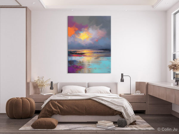 Landscape Painting on Canvas, Abstract Paintings for Bedroom, Contemporary Wall Art Paintings, Extra Large Original Art, Buy Wall Art Online-Silvia Home Craft