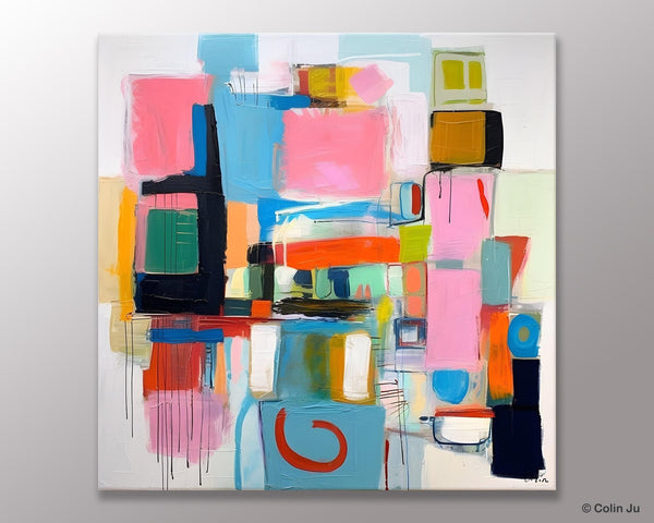 Contemporary Canvas Art, Original Modern Wall Art, Modern Canvas Paintings, Modern Acrylic Artwork, Large Abstract Painting for Dining Room-Silvia Home Craft