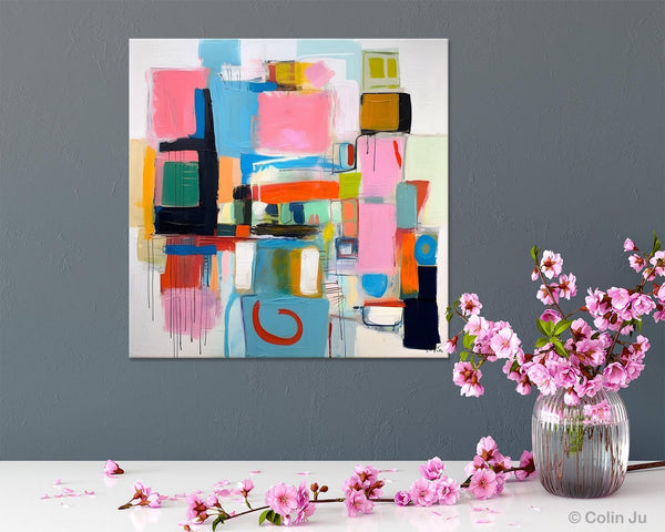 Contemporary Canvas Art, Original Modern Wall Art, Modern Canvas Paintings, Modern Acrylic Artwork, Large Abstract Painting for Dining Room-Silvia Home Craft