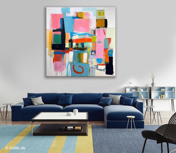 Contemporary Canvas Art, Original Modern Wall Art, Modern Canvas Paintings, Modern Acrylic Artwork, Large Abstract Painting for Dining Room-Silvia Home Craft