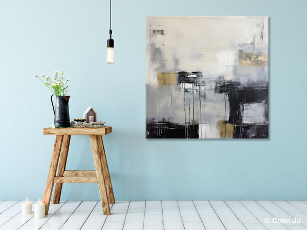 Modern Acrylic Artwork, Contemporary Canvas Artwork, Original Modern Wall Art, Black Canvas Paintings, Large Abstract Painting for Bedroom-Silvia Home Craft