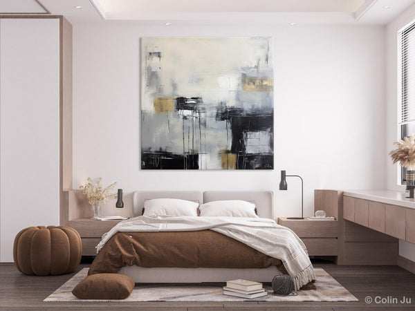 Modern Acrylic Artwork, Contemporary Canvas Artwork, Original Modern Wall Art, Black Canvas Paintings, Large Abstract Painting for Bedroom-Silvia Home Craft