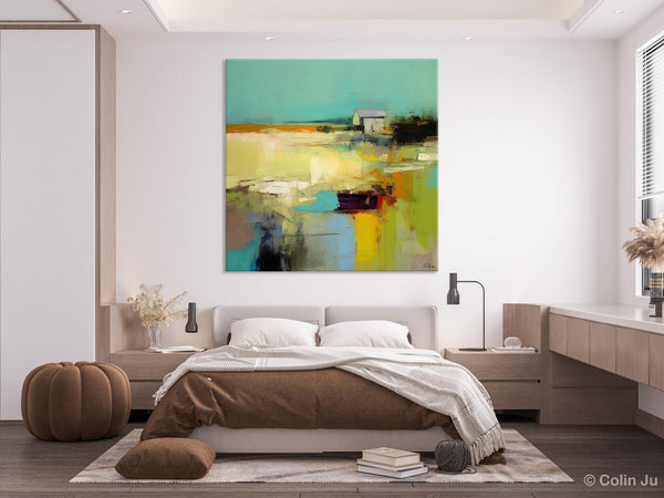 Landscape Canvas Paintings, Original Landscape Paintings, Abstract Wall Art Painting for Living Room, Oversized Acrylic Painting on Canvas-Silvia Home Craft