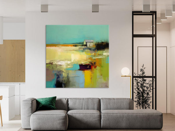 Landscape Canvas Paintings, Original Landscape Paintings, Abstract Wall Art Painting for Living Room, Oversized Acrylic Painting on Canvas-Silvia Home Craft