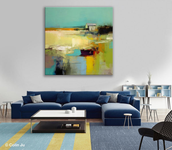 Landscape Canvas Paintings, Original Landscape Paintings, Abstract Wall Art Painting for Living Room, Oversized Acrylic Painting on Canvas-Silvia Home Craft