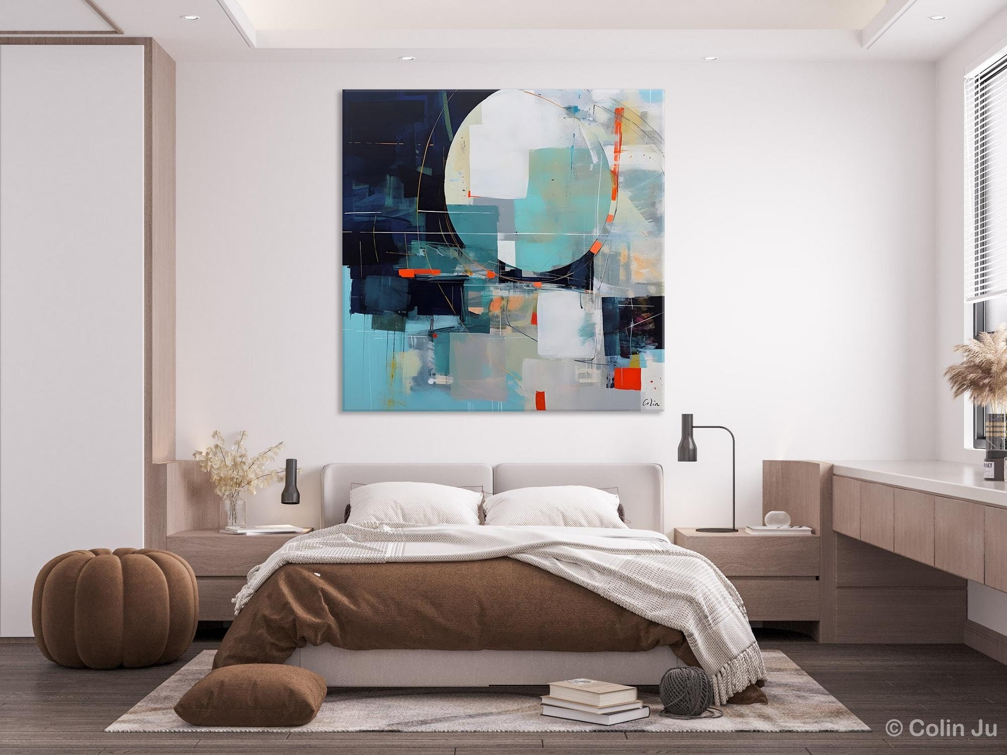 Large Abstract Painting for Bedroom, Modern Acrylic Artwork, Original Abstract Wall Art, Modern Canvas Paintings, Contemporary Canvas Art-Silvia Home Craft