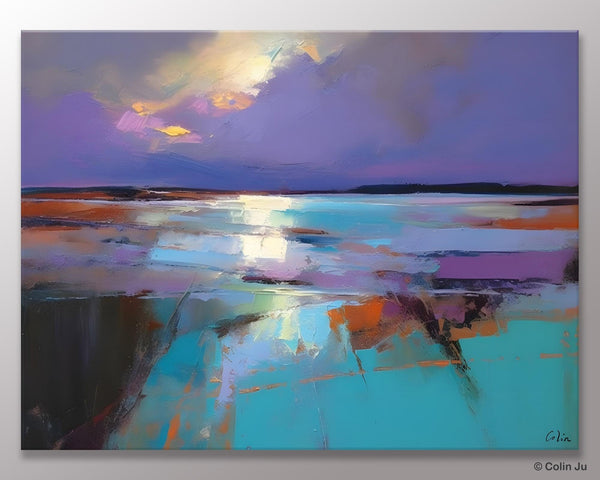 Abstract Landscape Painting on Canvas, Large Paintings for Bedroom, Oversized Contemporary Wall Art Paintings, Extra Large Original Artwork-Silvia Home Craft