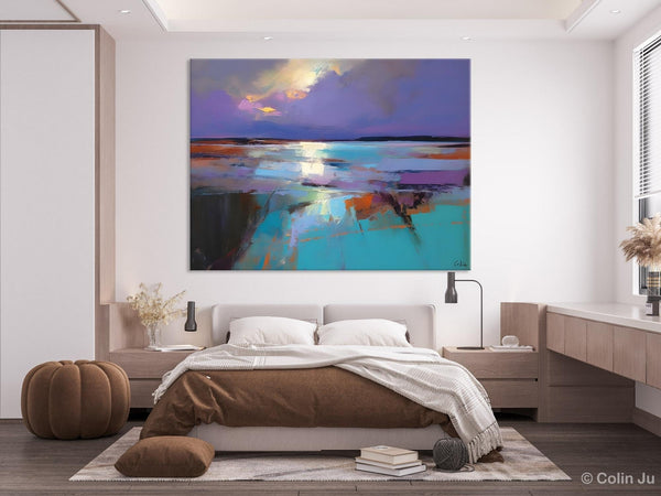 Abstract Landscape Painting on Canvas, Large Paintings for Bedroom, Oversized Contemporary Wall Art Paintings, Extra Large Original Artwork-Silvia Home Craft